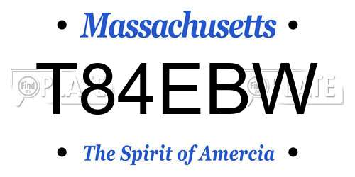 T84EBW Massachusetts License Plate