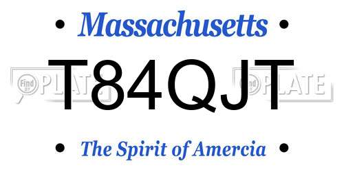 T84QJT Massachusetts License Plate