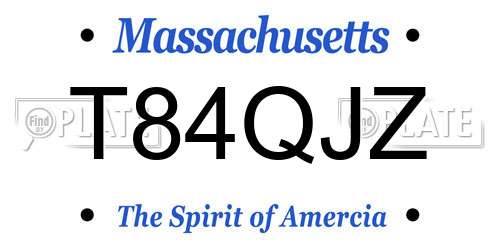 T84QJZ Massachusetts License Plate