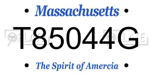 T85044G Massachusetts License Plate