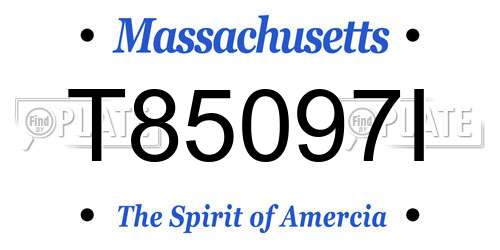 T85097I Massachusetts License Plate