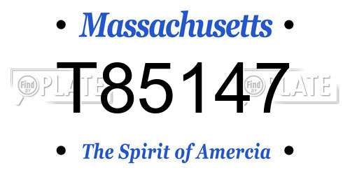 T85147 Massachusetts License Plate