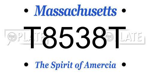 T8538T Massachusetts License Plate