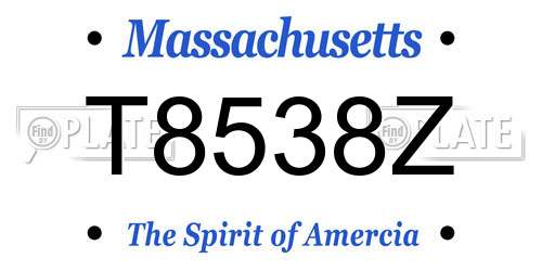T8538Z Massachusetts License Plate