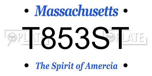 T853ST Massachusetts License Plate