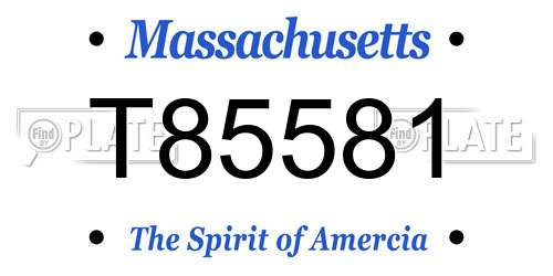 T85581 Massachusetts License Plate