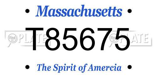 T85675 Massachusetts License Plate