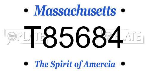 T85684 Massachusetts License Plate