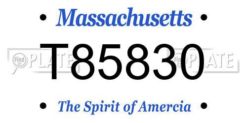 T85830 Massachusetts License Plate