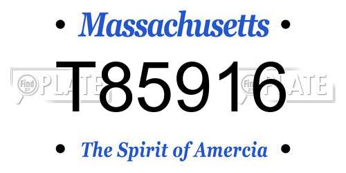 T85916 Massachusetts License Plate