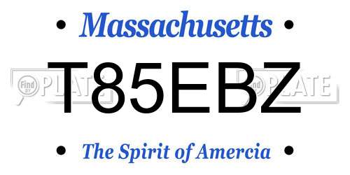 T85EBZ Massachusetts License Plate