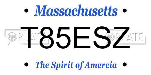 T85ESZ Massachusetts License Plate