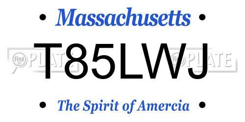T85LWJ Massachusetts License Plate