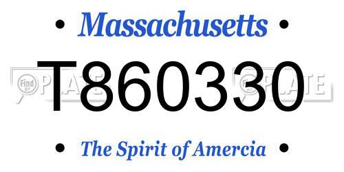 T860330 Massachusetts License Plate