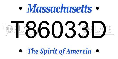 T86033D Massachusetts License Plate