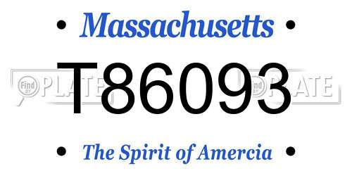 T86093 Massachusetts License Plate