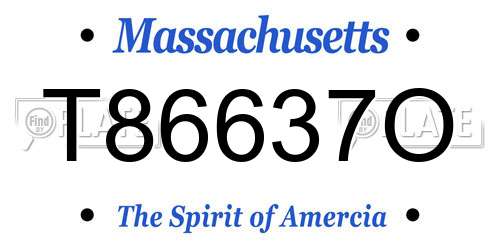T86637O Massachusetts License Plate