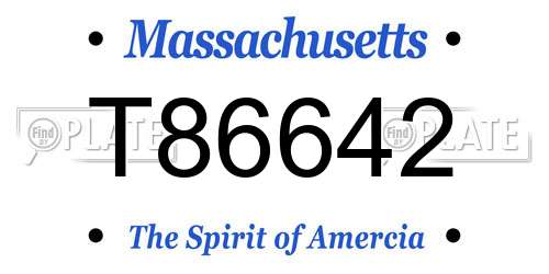 T86642 Massachusetts License Plate