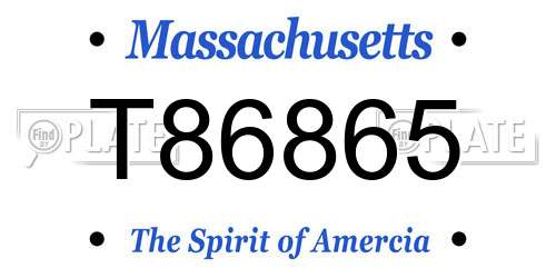 T86865 Massachusetts License Plate
