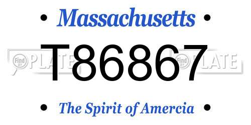 T86867 Massachusetts License Plate