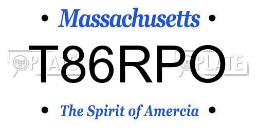 T86RPO Massachusetts License Plate
