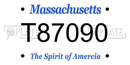 T87090 Massachusetts License Plate