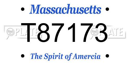 T87173 Massachusetts License Plate