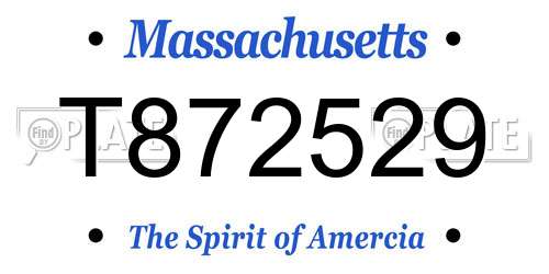 T872529 Massachusetts License Plate