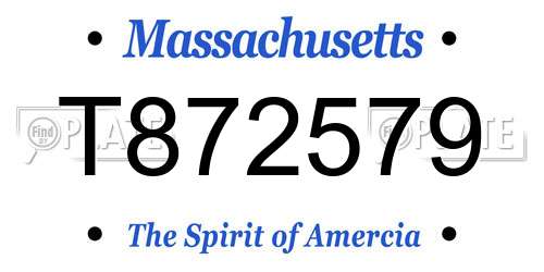 T872579 Massachusetts License Plate