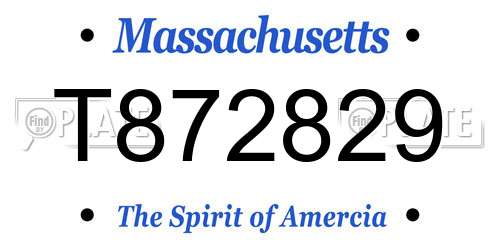 T872829 Massachusetts License Plate