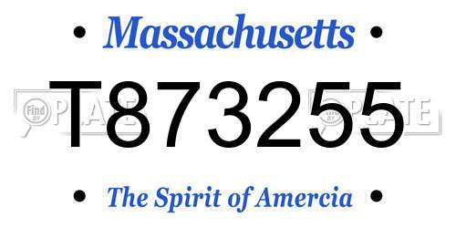 T873255 Massachusetts License Plate