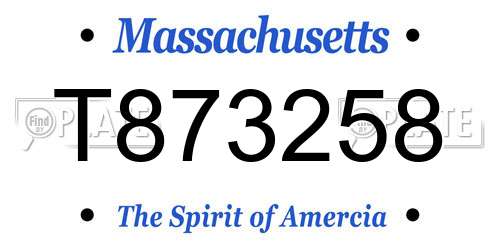 T873258 Massachusetts License Plate