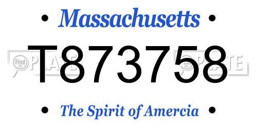 T873758 Massachusetts License Plate