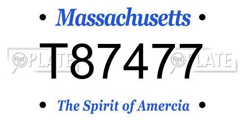 T87477 Massachusetts License Plate