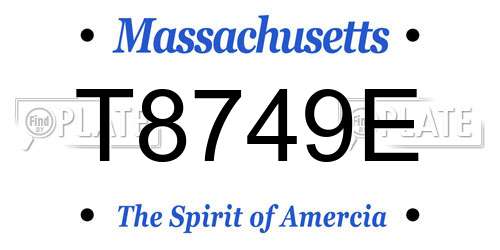 T8749E Massachusetts License Plate