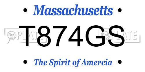 T874GS Massachusetts License Plate