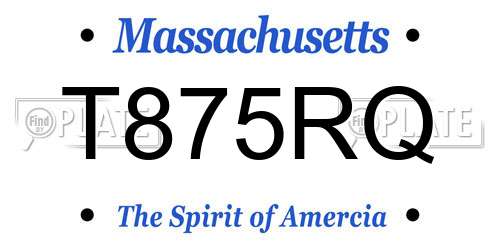 T875RQ Massachusetts License Plate