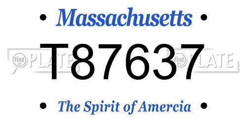T87637 Massachusetts License Plate