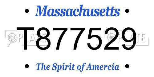T877529 Massachusetts License Plate