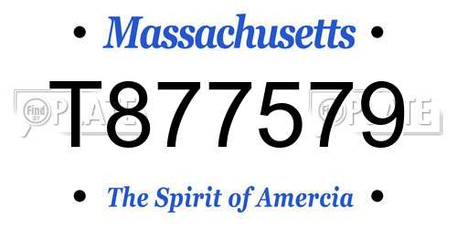 T877579 Massachusetts License Plate