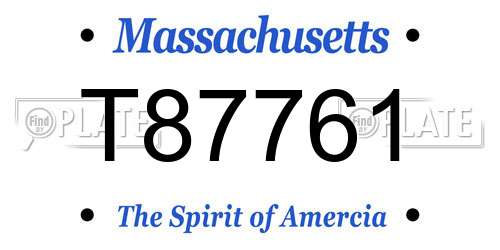 T87761 Massachusetts License Plate