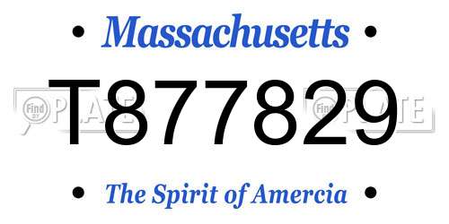 T877829 Massachusetts License Plate