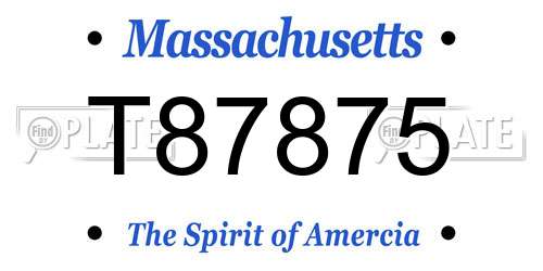 T87875 Massachusetts License Plate