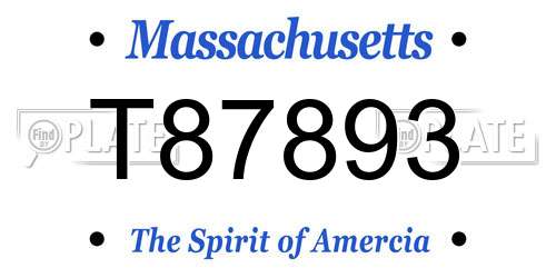 T87893 Massachusetts License Plate