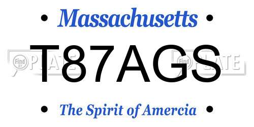 T87AGS Massachusetts License Plate