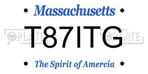 T87ITG Massachusetts License Plate