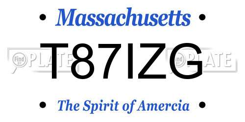 T87IZG Massachusetts License Plate