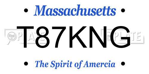 T87KNG Massachusetts License Plate