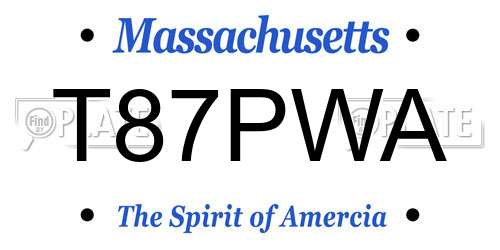 T87PWA Massachusetts License Plate