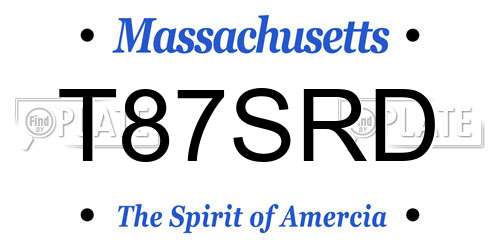 T87SRD Massachusetts License Plate